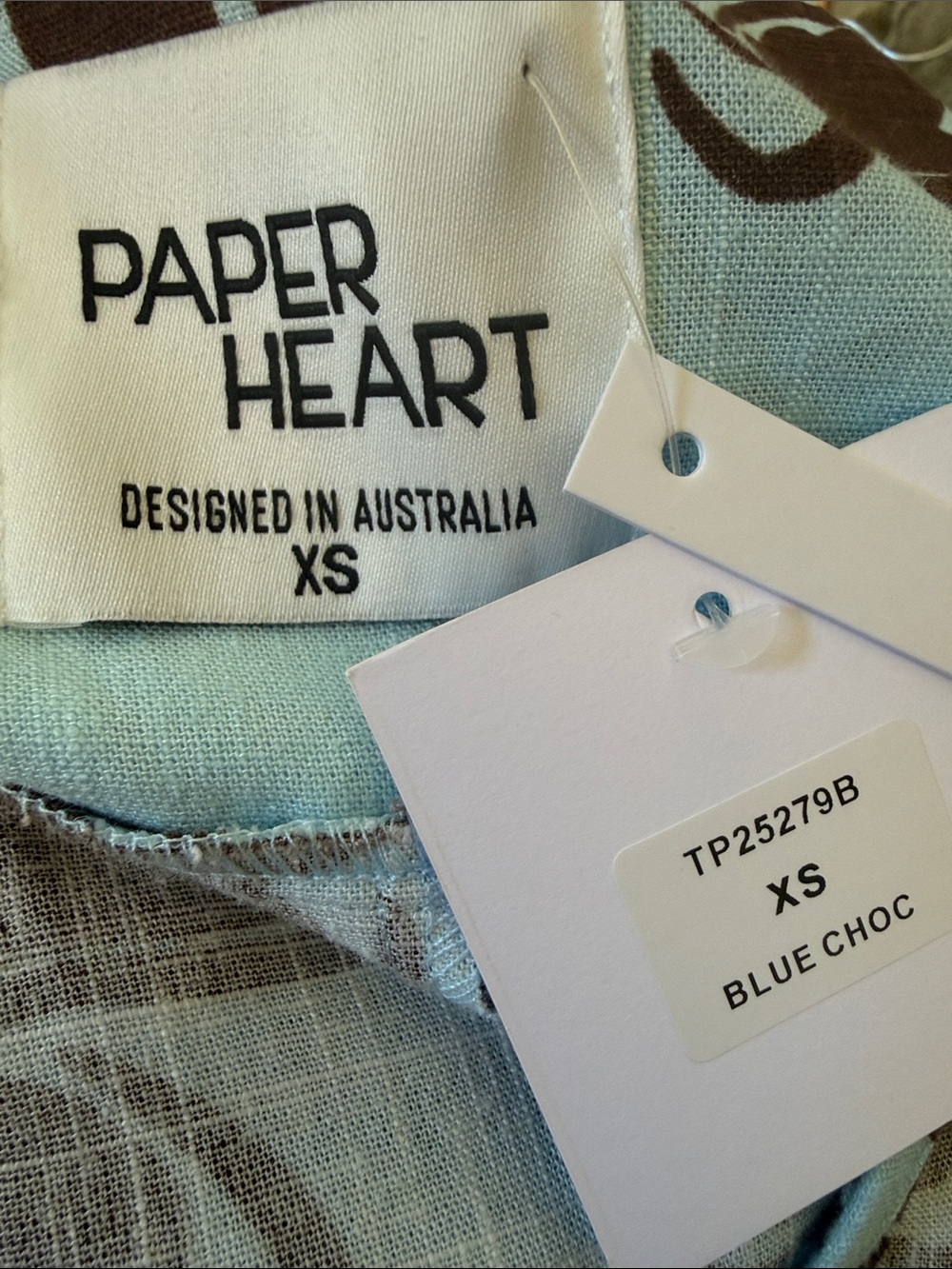 Anthropologie Paper Heart Blue Brown Linen Blend Floral Maxi Dress Size XS - Picture 7 of 8